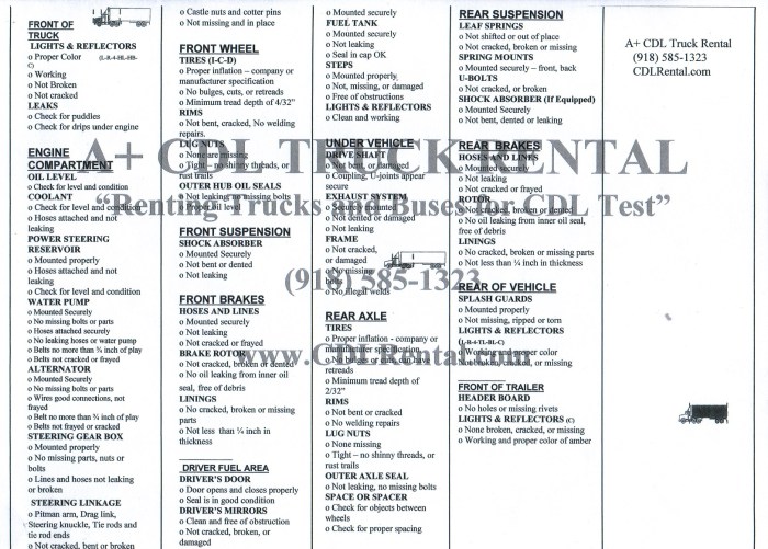 Pre trip cdl practice test