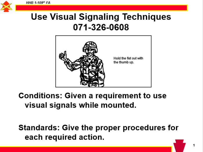 Hand and arm signals army powerpoint