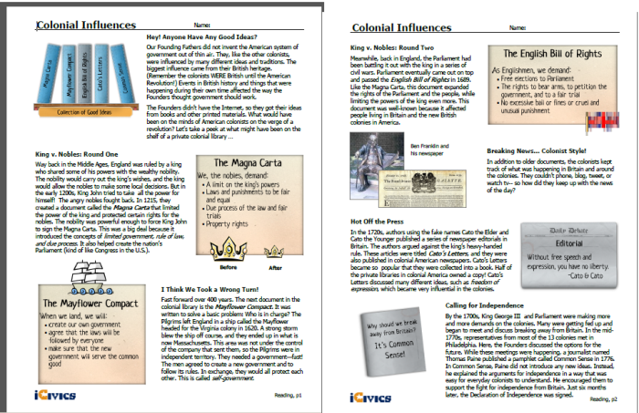 Colonial influences icivics answer key