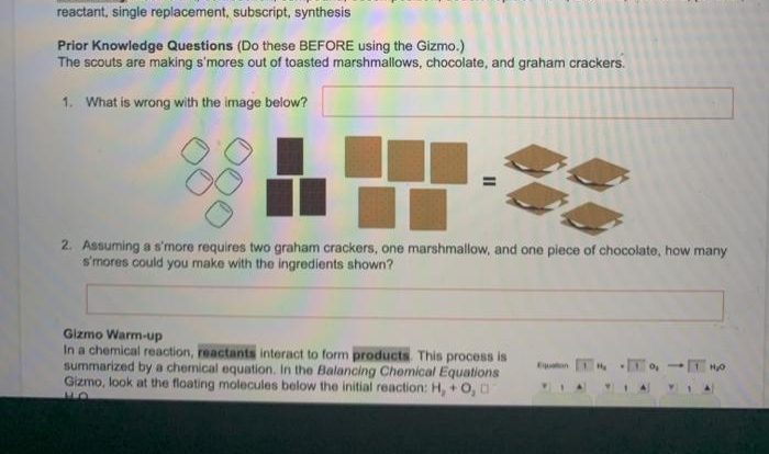 Student exploration: balancing chemical equations