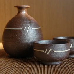 Sake set kutani ware grapes style japan made